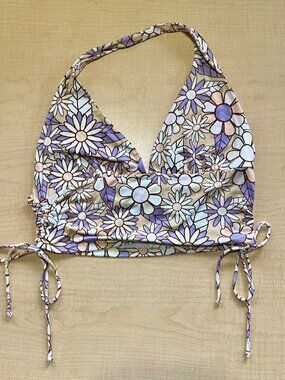 Social Scene Festival Boho Hippie Flower Halter Top Women's XL